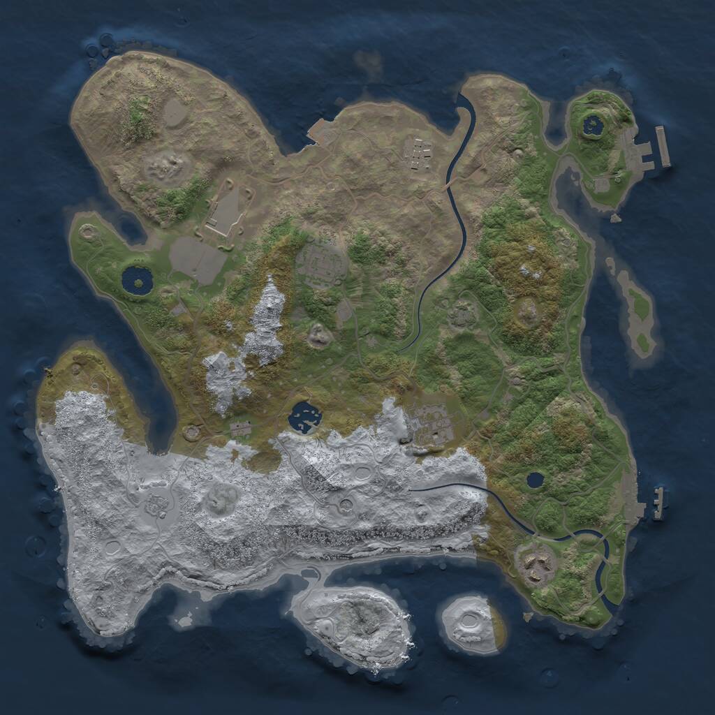 Rust Map: Procedural Map, Size: 3500, Seed: 1236784977, 12 Monuments