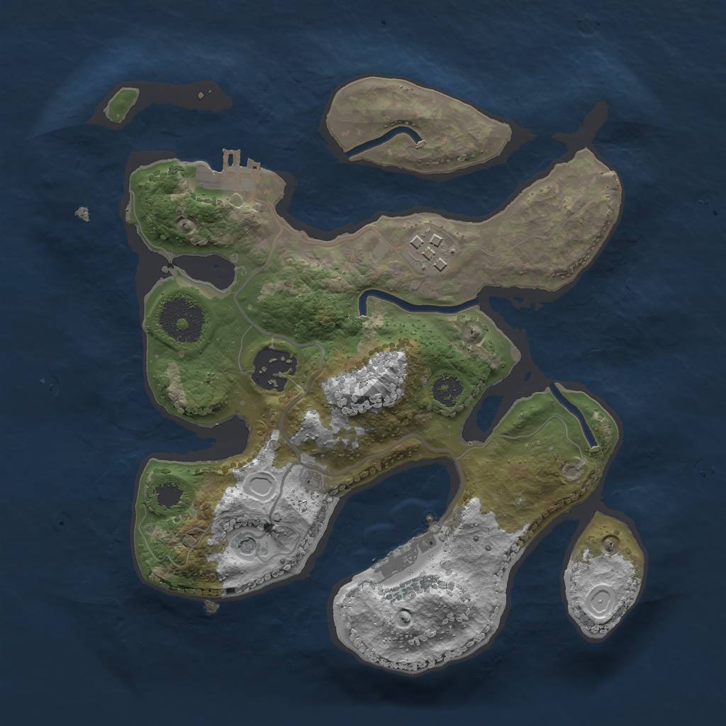 Rust Map: Procedural Map, Size: 2500, Seed: 144, 10 Monuments