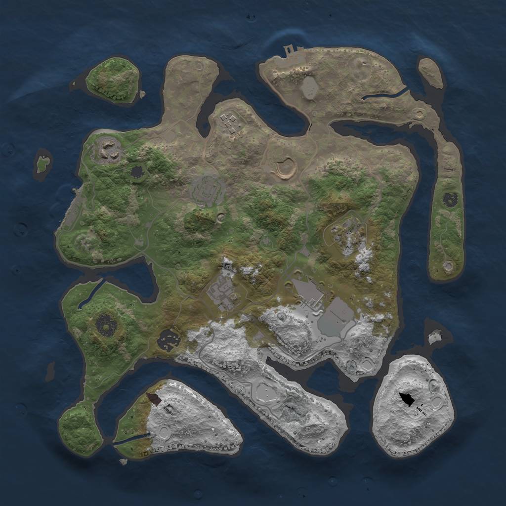 Rust Map: Procedural Map, Size: 3500, Seed: 670417562, 15 Monuments
