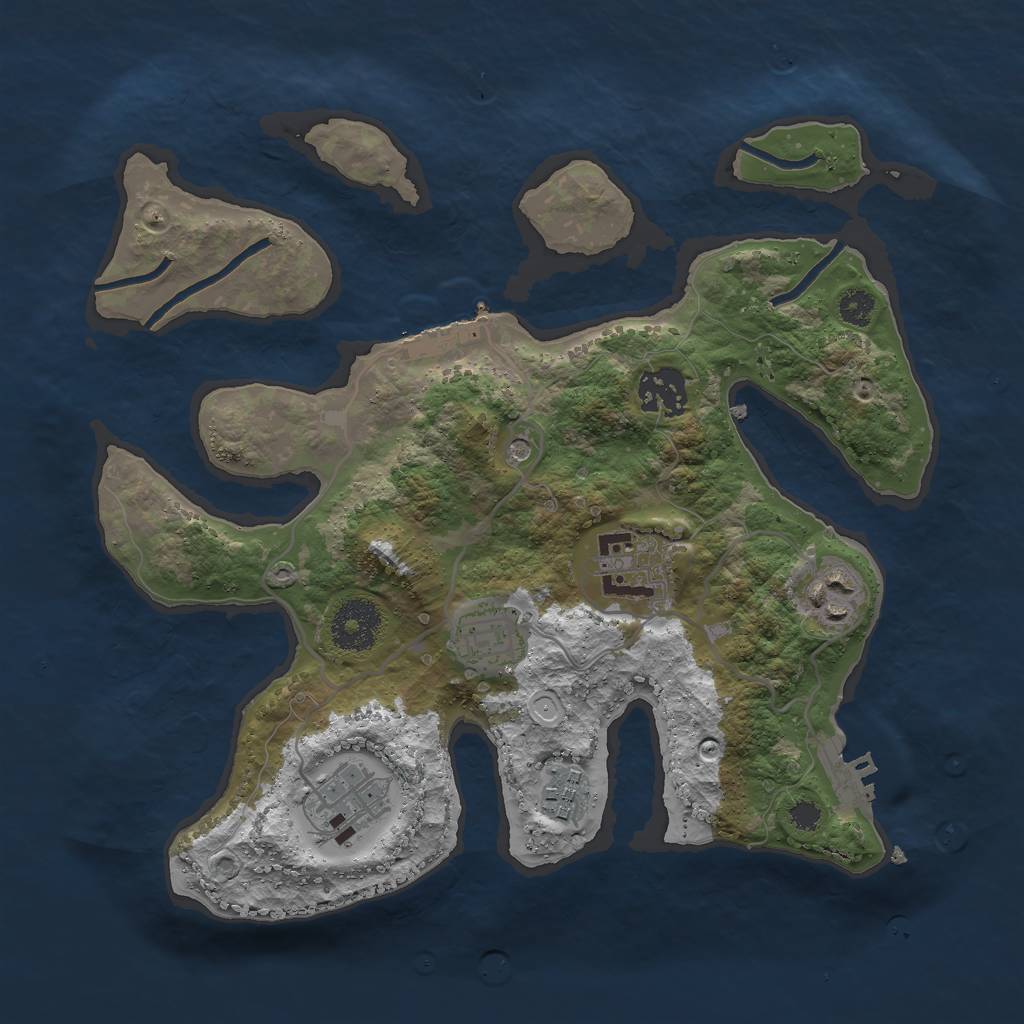 Rust Map: Procedural Map, Size: 3000, Seed: 694888497, 14 Monuments