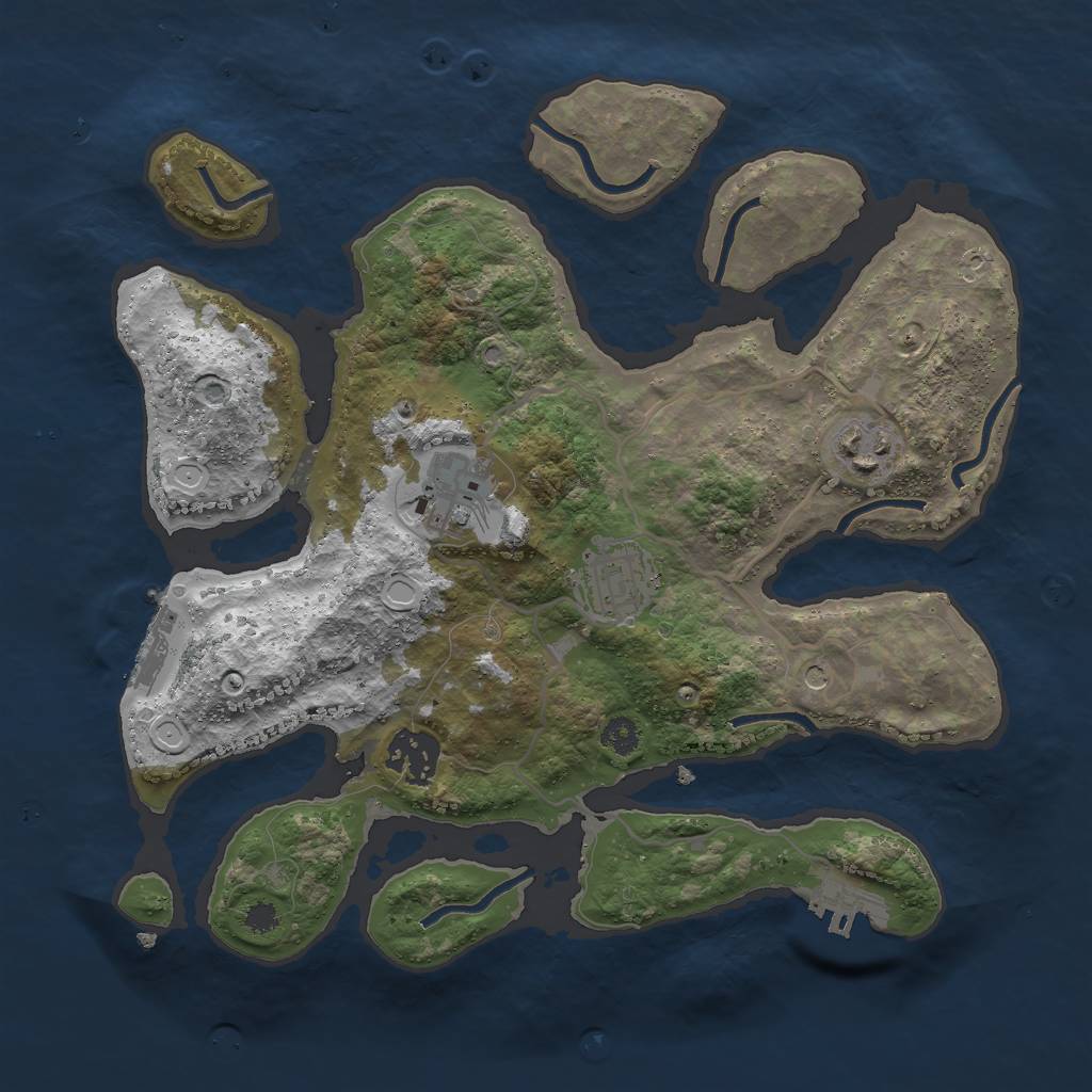 Rust Map: Procedural Map, Size: 3000, Seed: 557684767, 12 Monuments