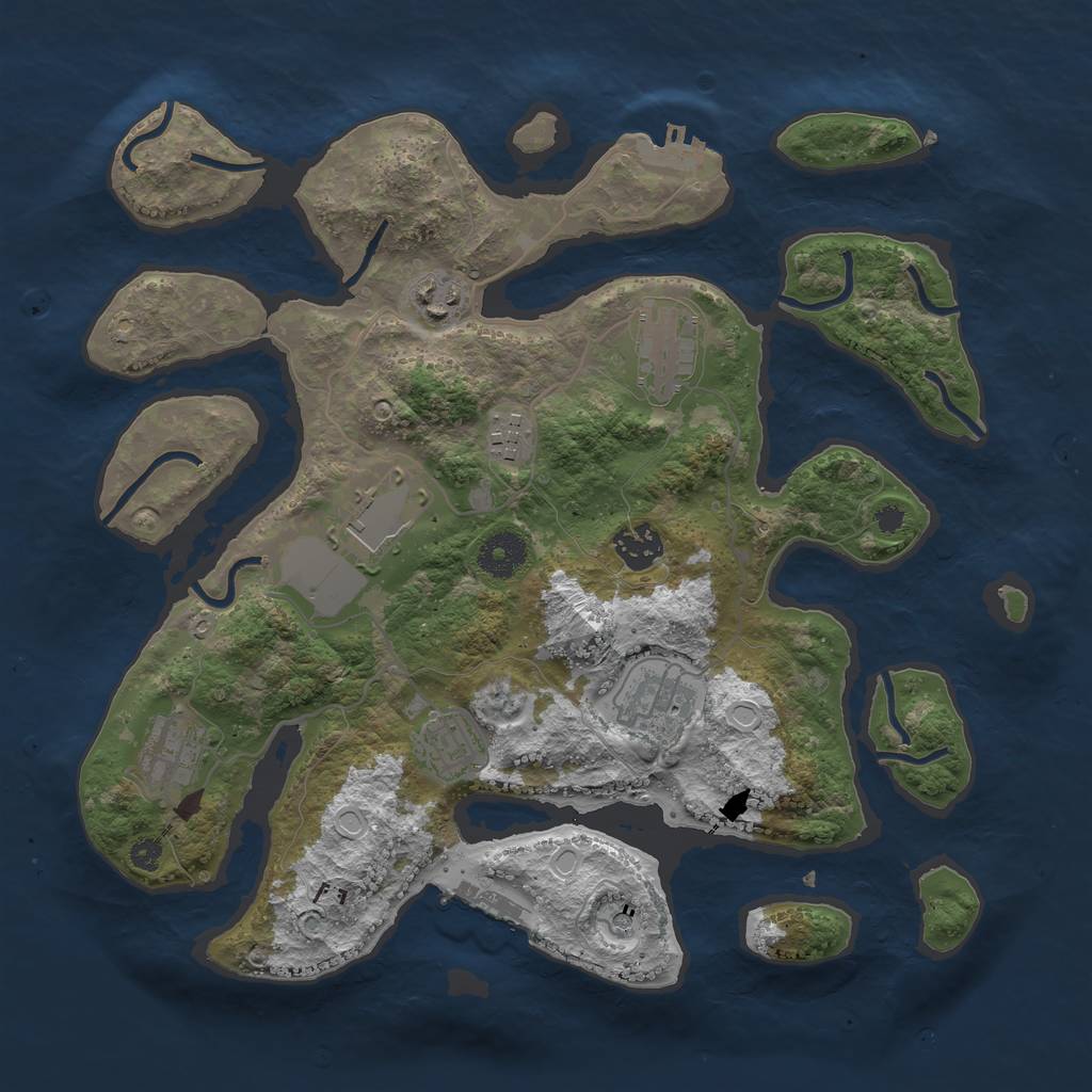 Rust Map: Procedural Map, Size: 3500, Seed: 65807, 16 Monuments