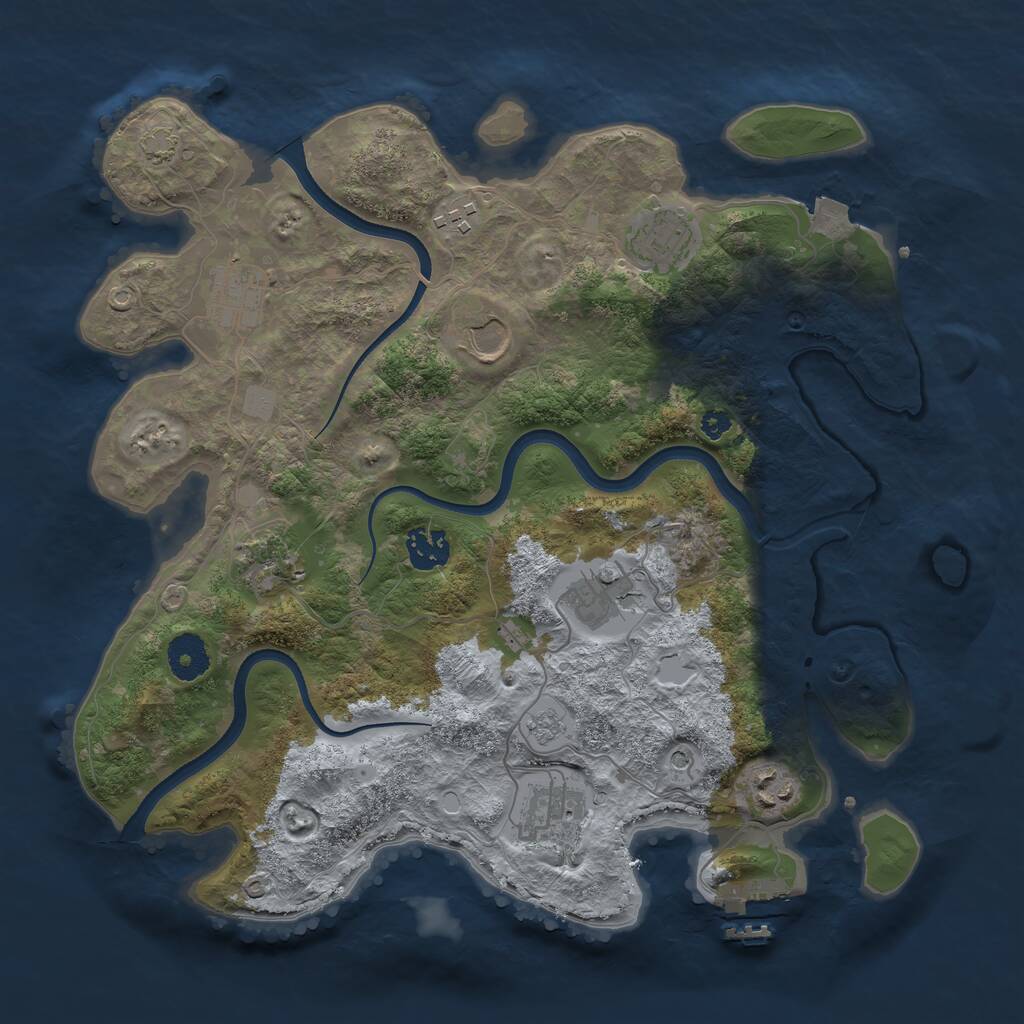 Rust Map: Procedural Map, Size: 3500, Seed: 65807, 14 Monuments