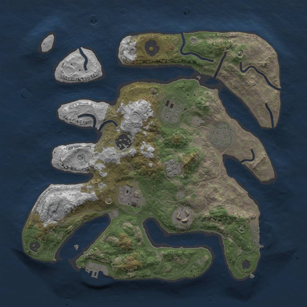 Rust Map: Procedural Map, Size: 3000, Seed: 584392, 14 Monuments