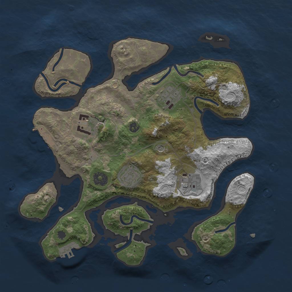 Rust Map: Procedural Map, Size: 3000, Seed: 922894458, 12 Monuments
