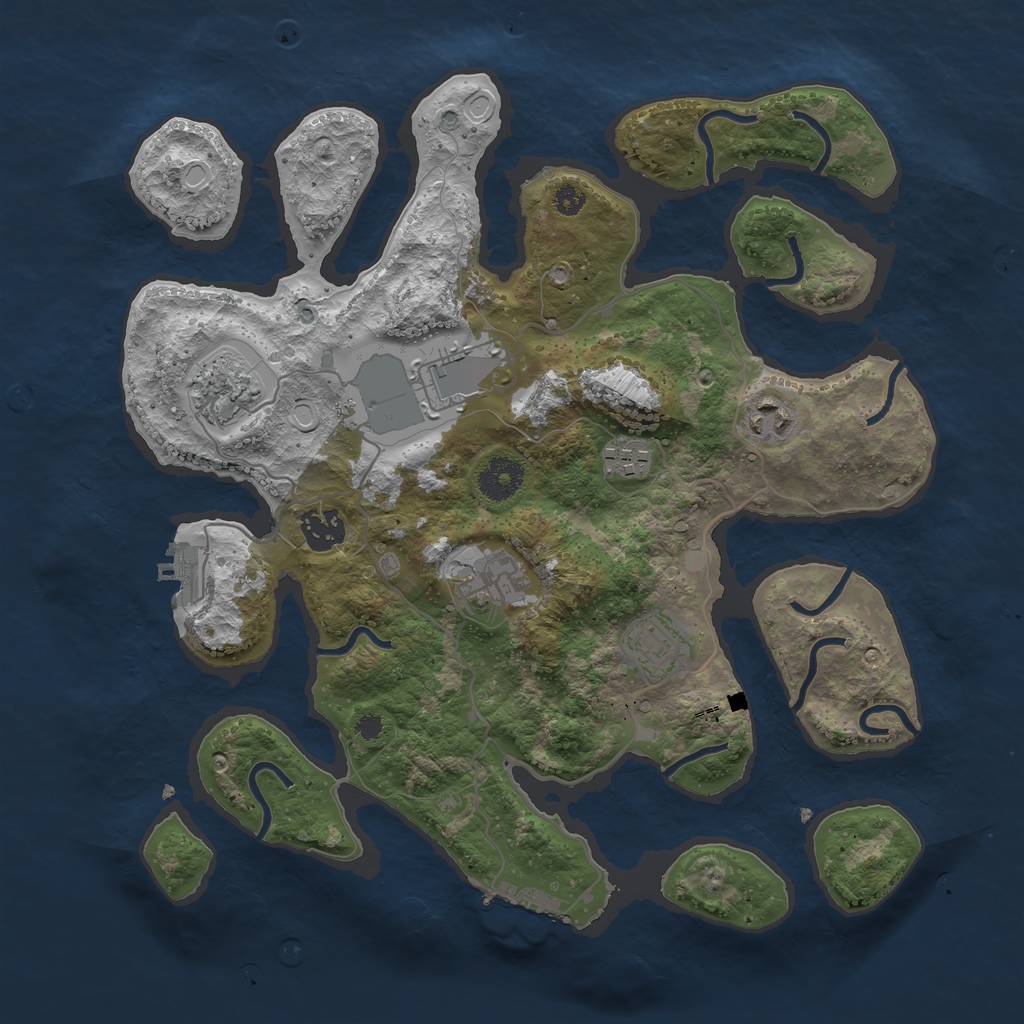 Rust Map: Procedural Map, Size: 3500, Seed: 234234, 14 Monuments