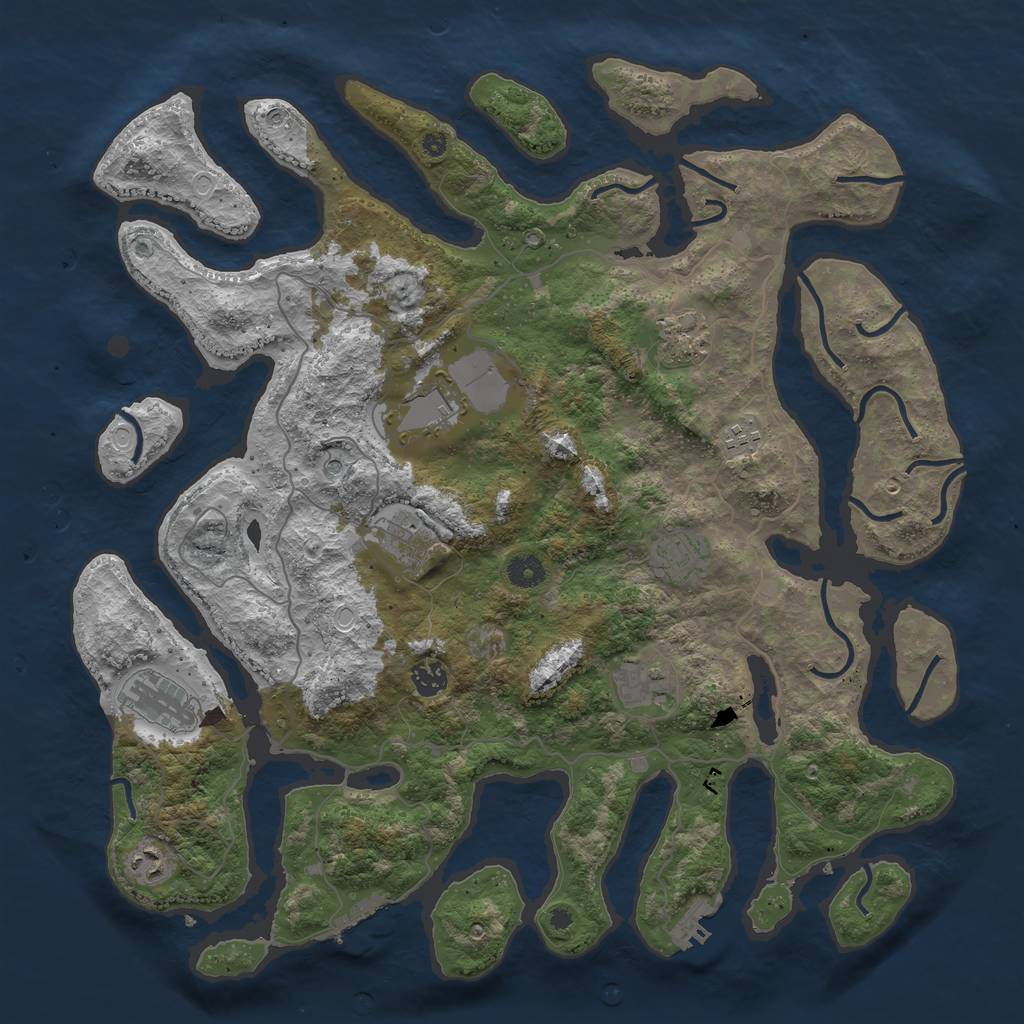 Rust Map: Procedural Map, Size: 4300, Seed: 97086284, 17 Monuments