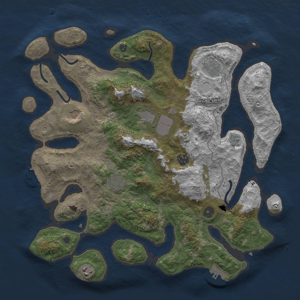 Rust Map: Procedural Map, Size: 4000, Seed: 4598445, 15 Monuments