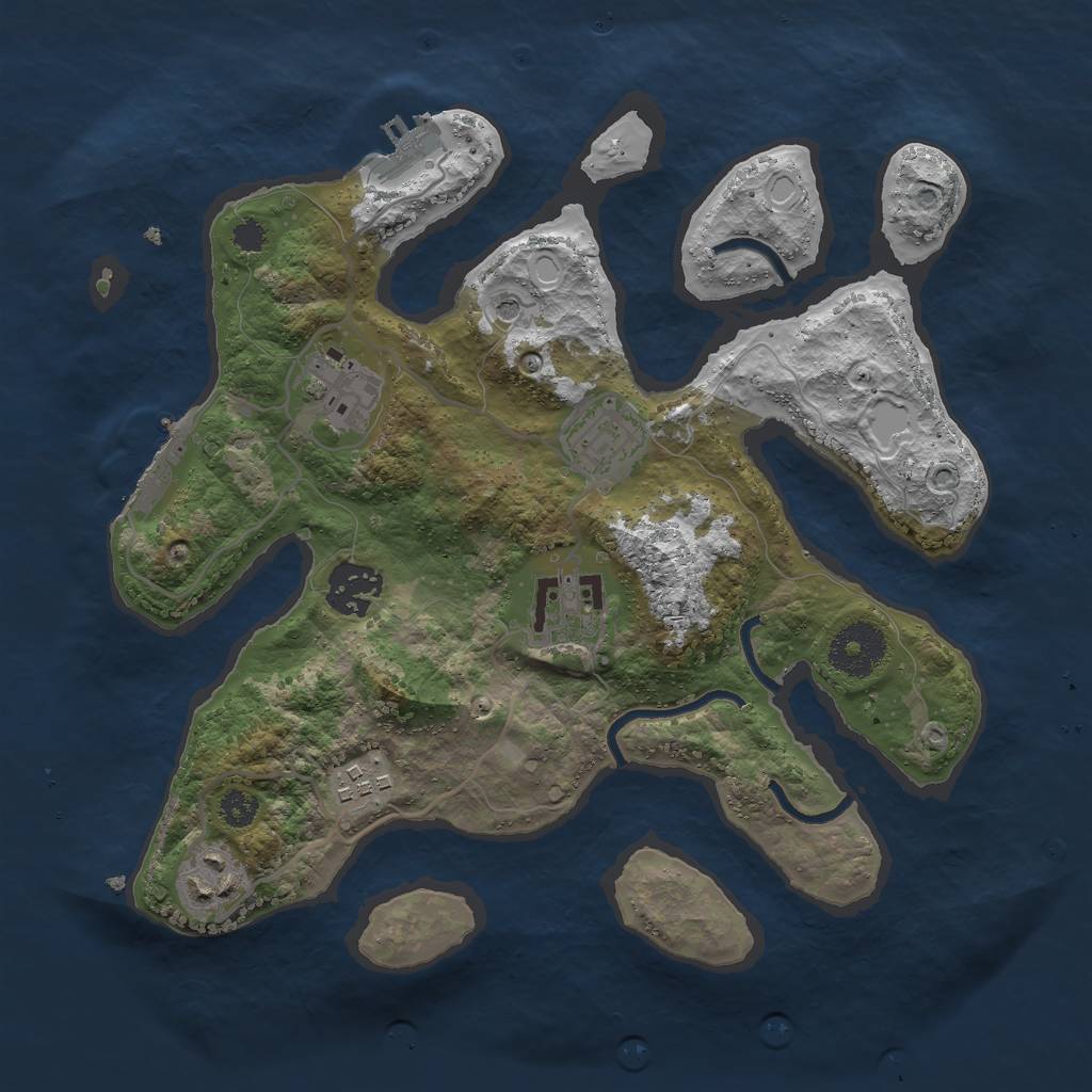 Rust Map: Procedural Map, Size: 3000, Seed: 443111719, 14 Monuments