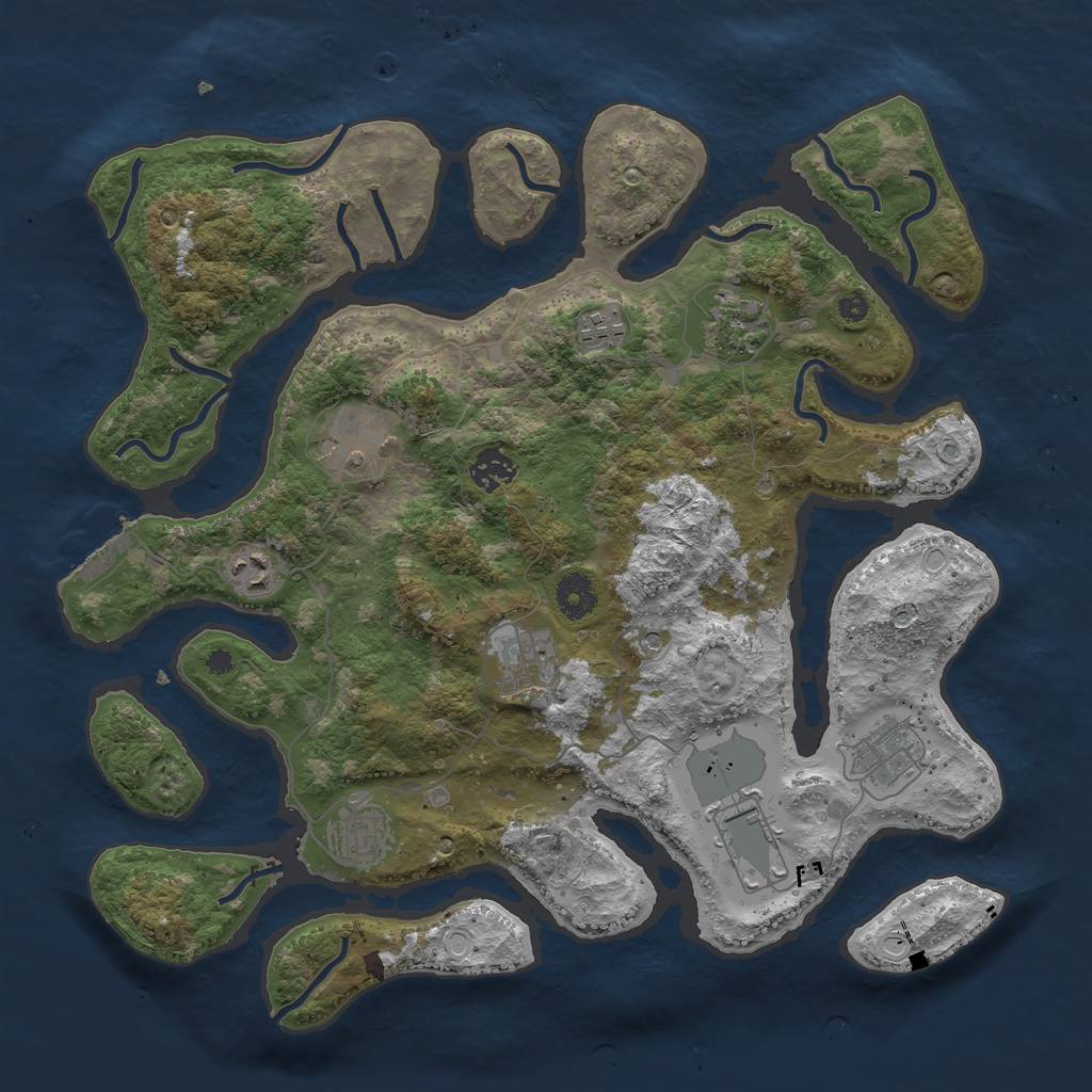 Rust Map: Procedural Map, Size: 3800, Seed: 6300, 16 Monuments