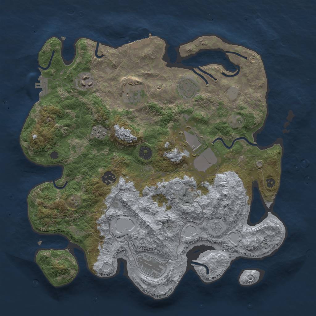 Rust Map: Procedural Map, Size: 3500, Seed: 951357, 14 Monuments