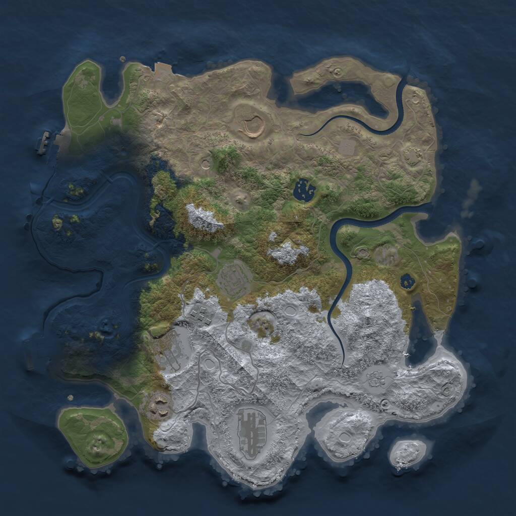 Rust Map: Procedural Map, Size: 3500, Seed: 951357, 13 Monuments
