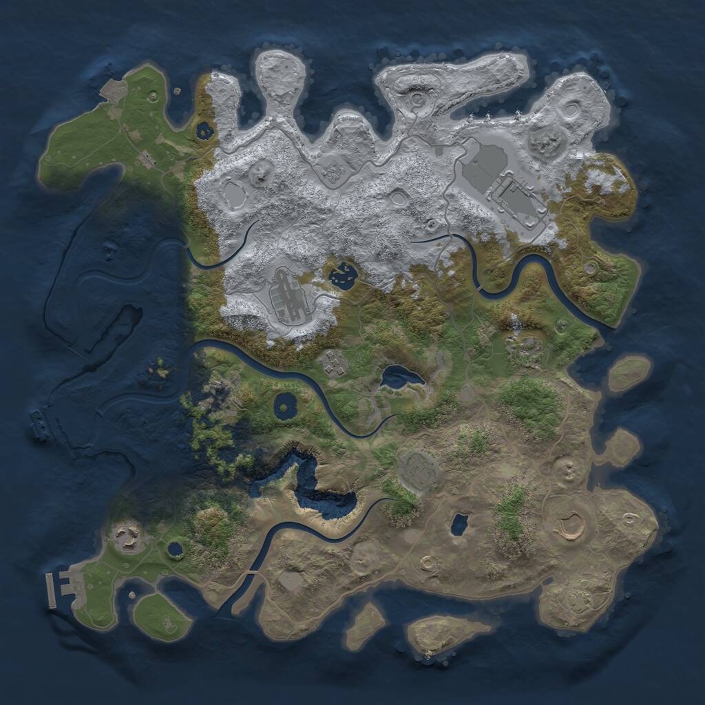 Rust Map: Procedural Map, Size: 4000, Seed: 374, 14 Monuments