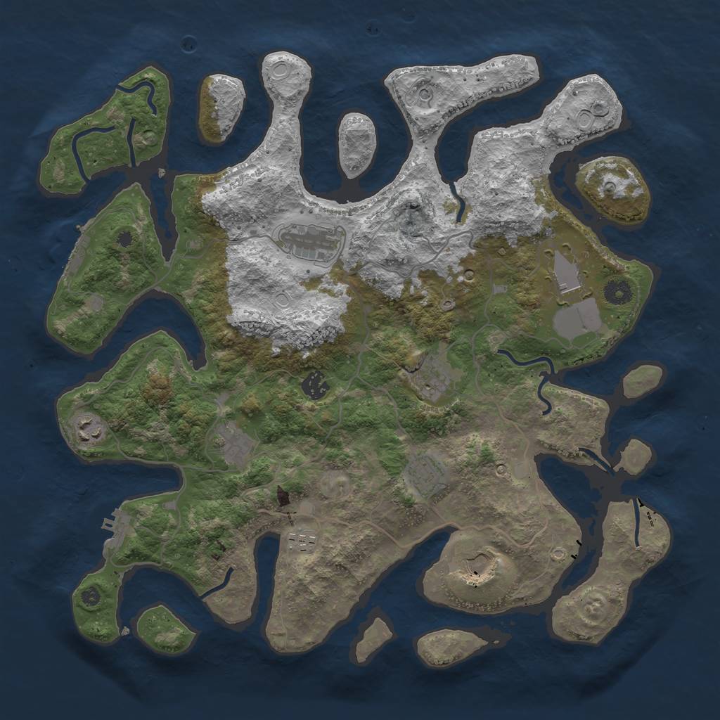 Rust Map: Procedural Map, Size: 4000, Seed: 374, 17 Monuments