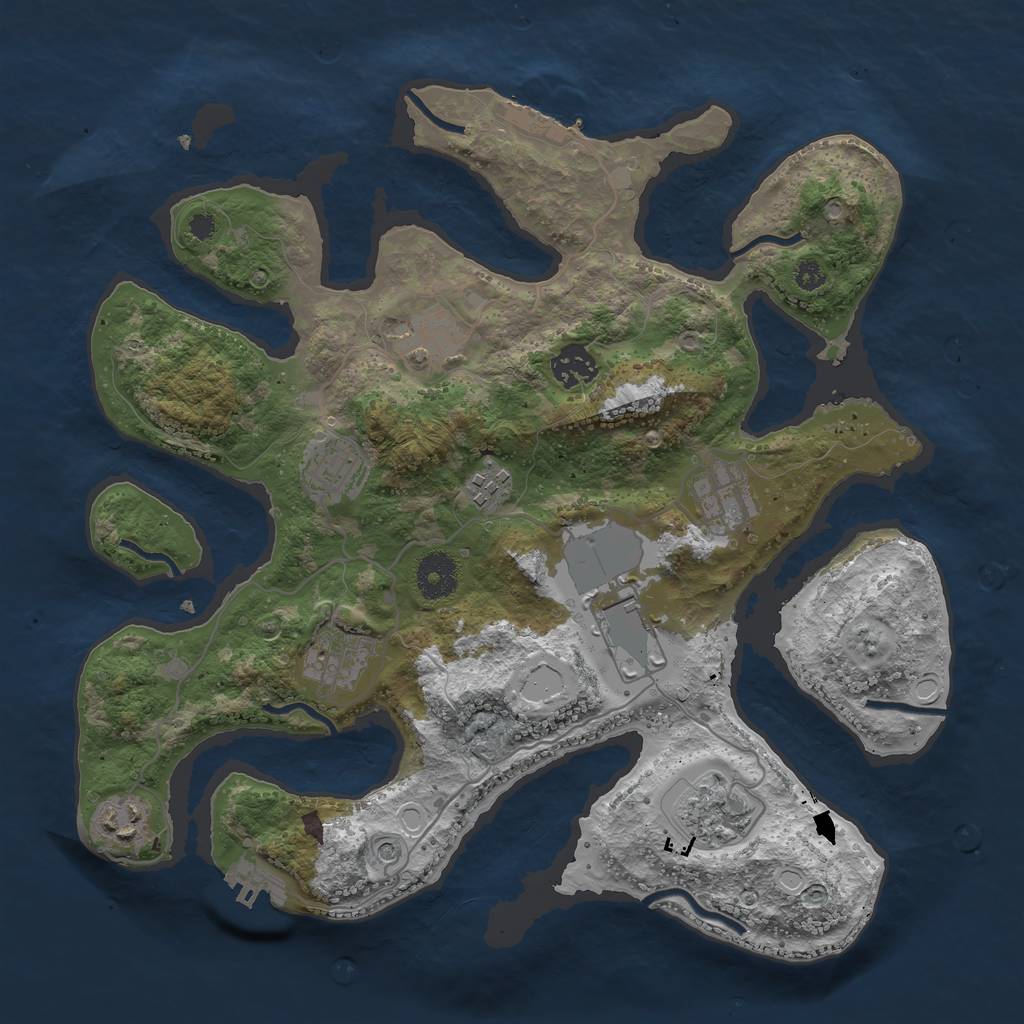 Rust Map: Procedural Map, Size: 3500, Seed: 565675, 17 Monuments