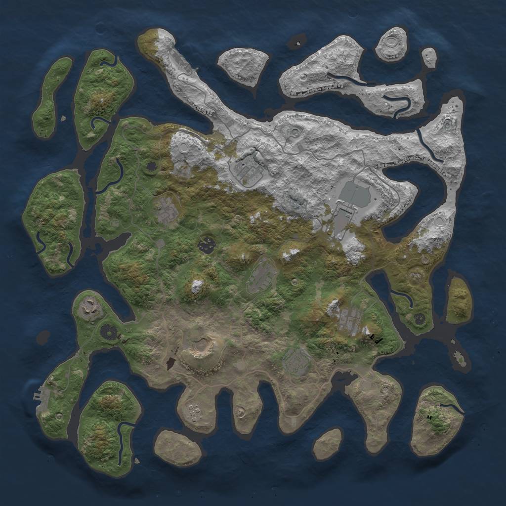 Rust Map: Procedural Map, Size: 4500, Seed: 58264, 18 Monuments