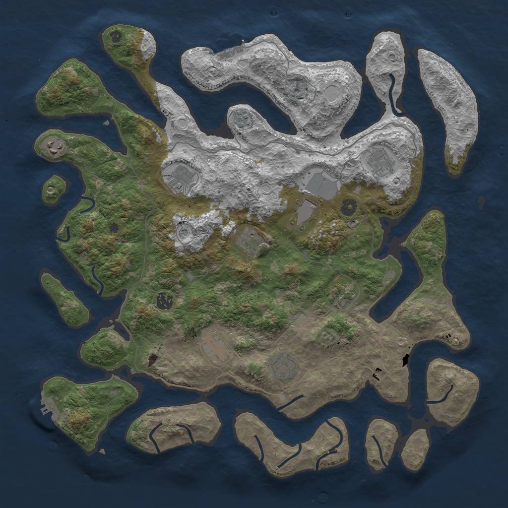 Rust Map: Procedural Map, Size: 4500, Seed: 90300210, 18 Monuments