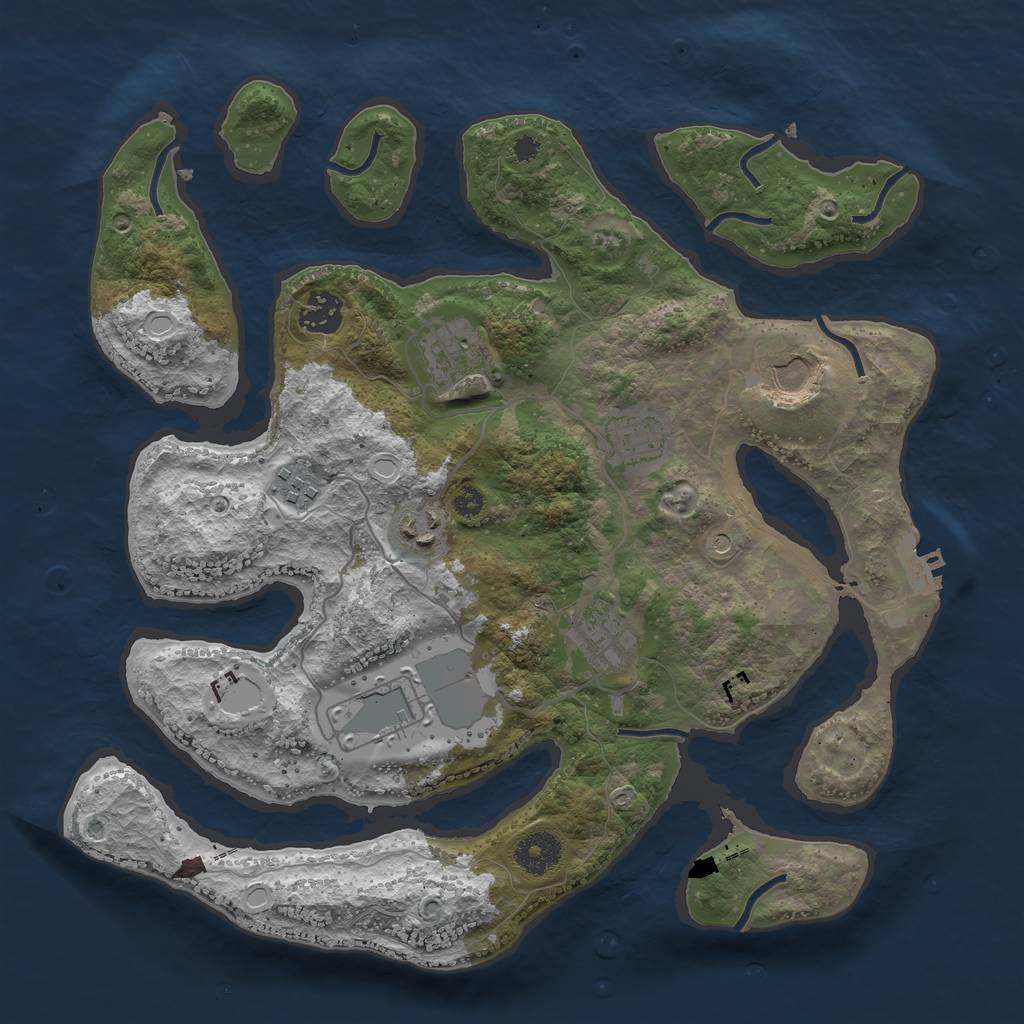 Rust Map: Procedural Map, Size: 3500, Seed: 1830356358, 15 Monuments