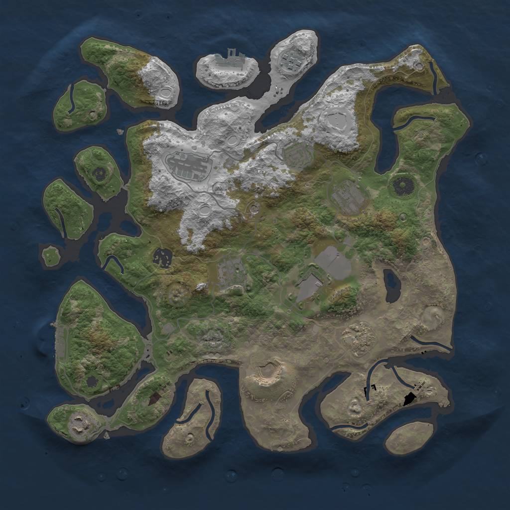 Rust Map: Procedural Map, Size: 3800, Seed: 741341215, 18 Monuments