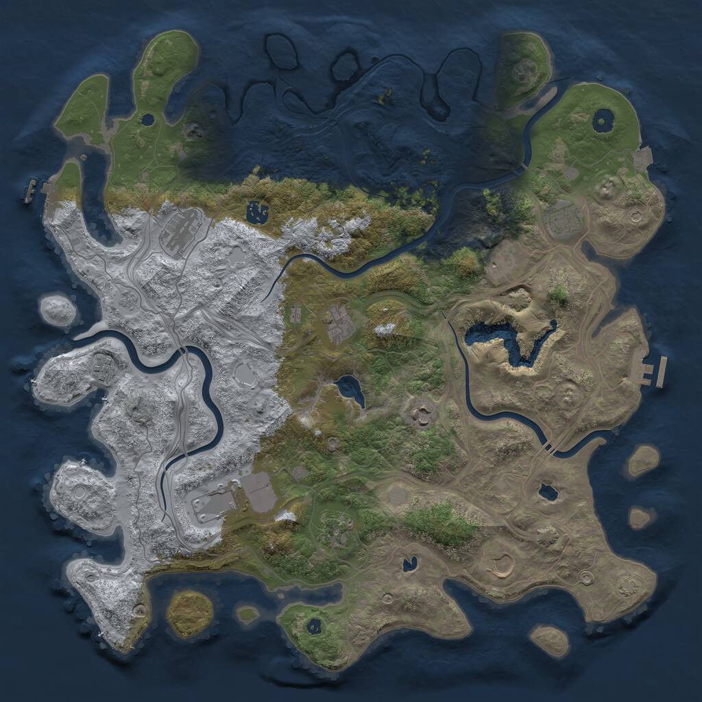 Rust Map: Procedural Map, Size: 4500, Seed: 7091989, 16 Monuments