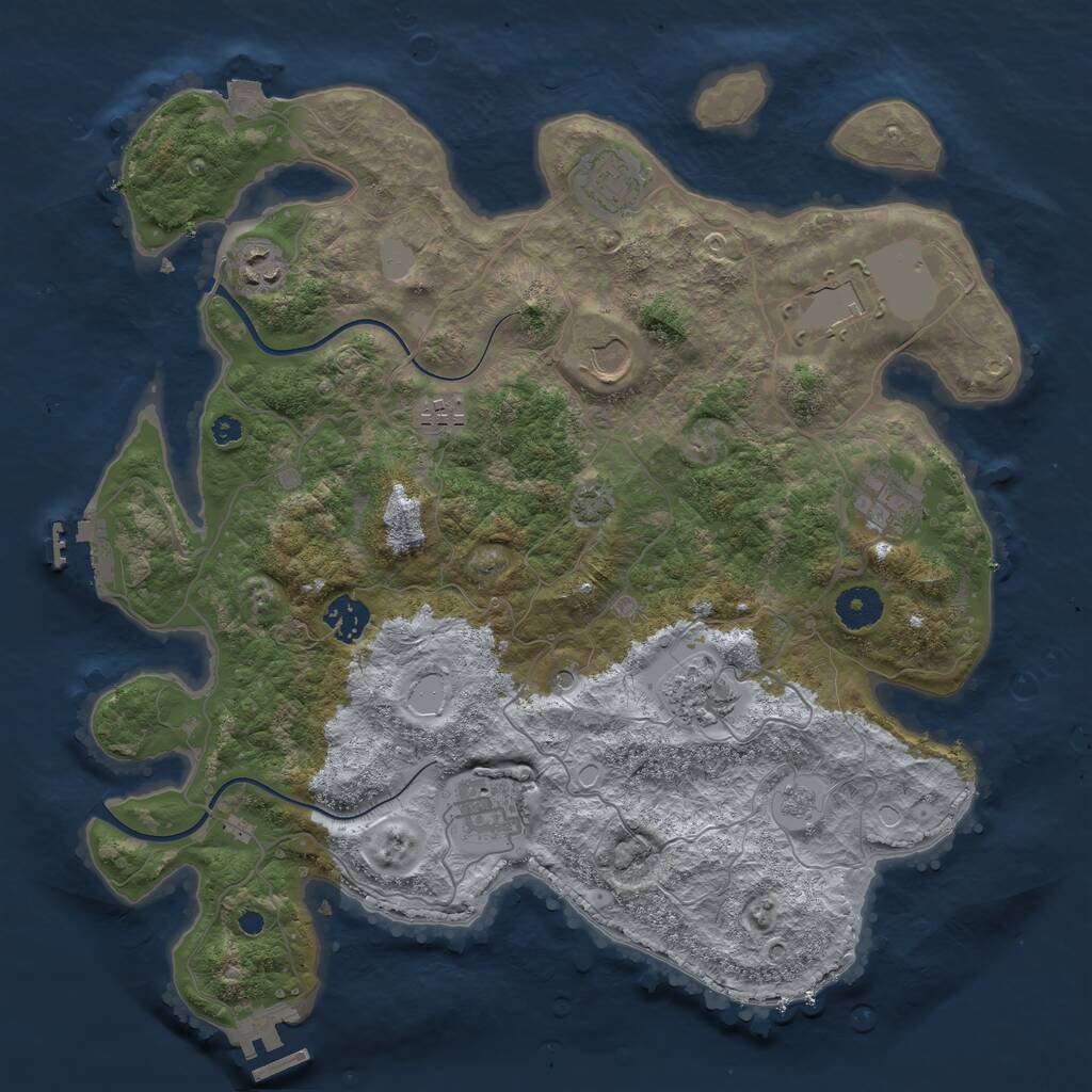 Rust Map: Procedural Map, Size: 3700, Seed: 75866307, 15 Monuments