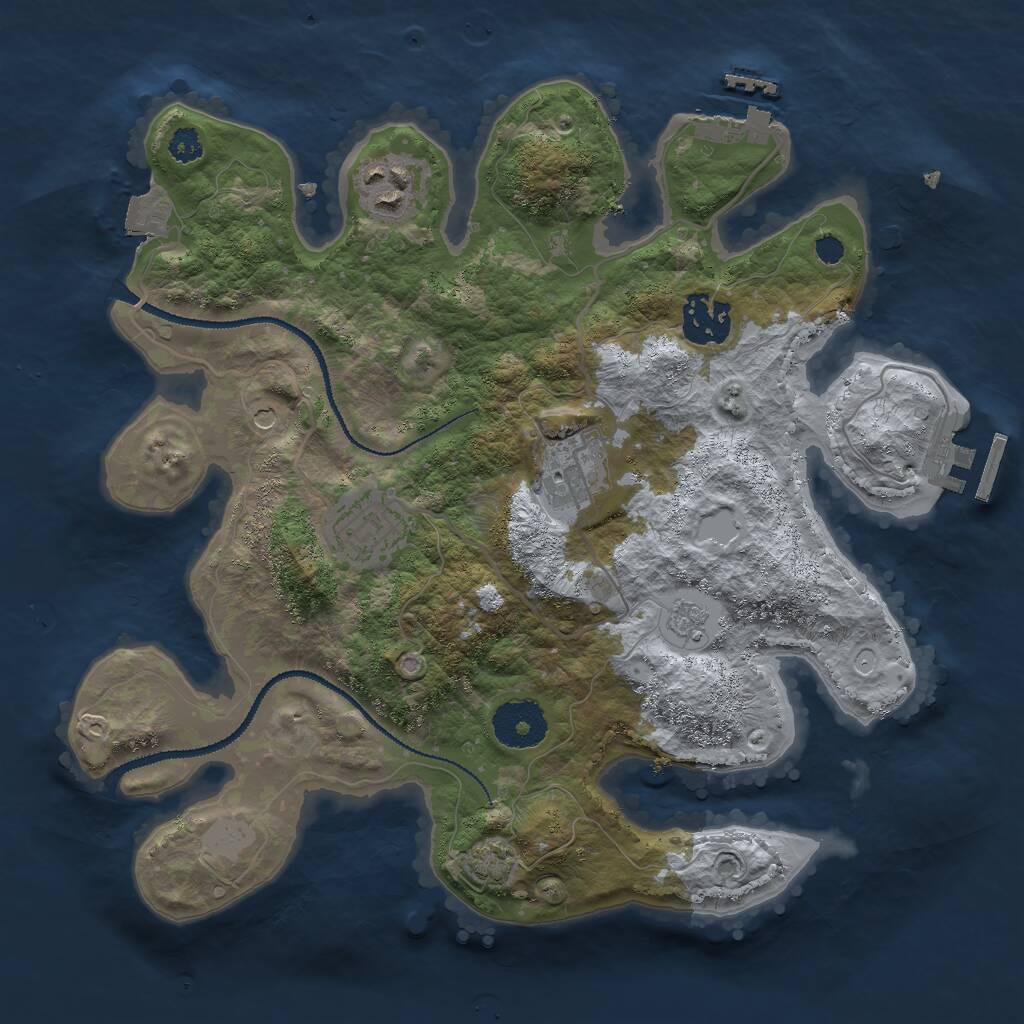 Rust Map: Procedural Map, Size: 3000, Seed: 149433375, 10 Monuments