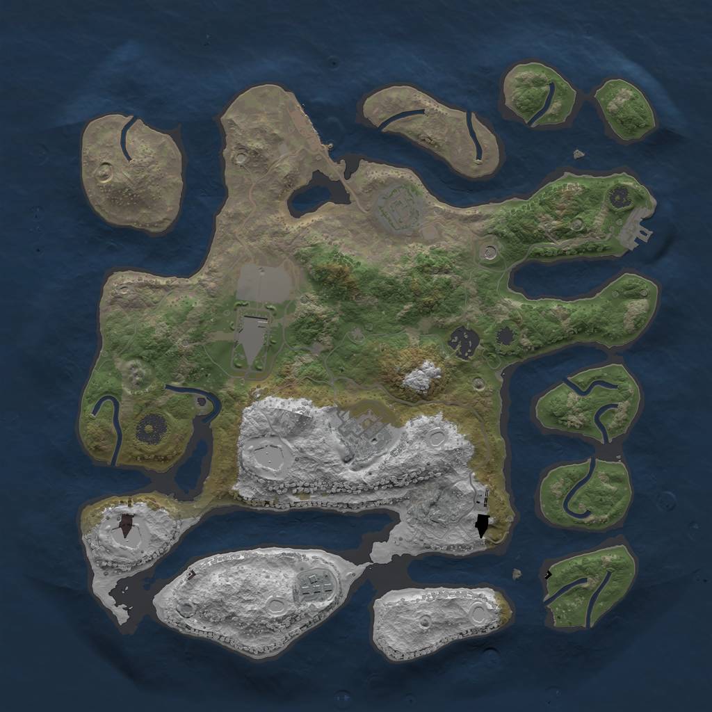 Rust Map: Procedural Map, Size: 3500, Seed: 674679650, 13 Monuments