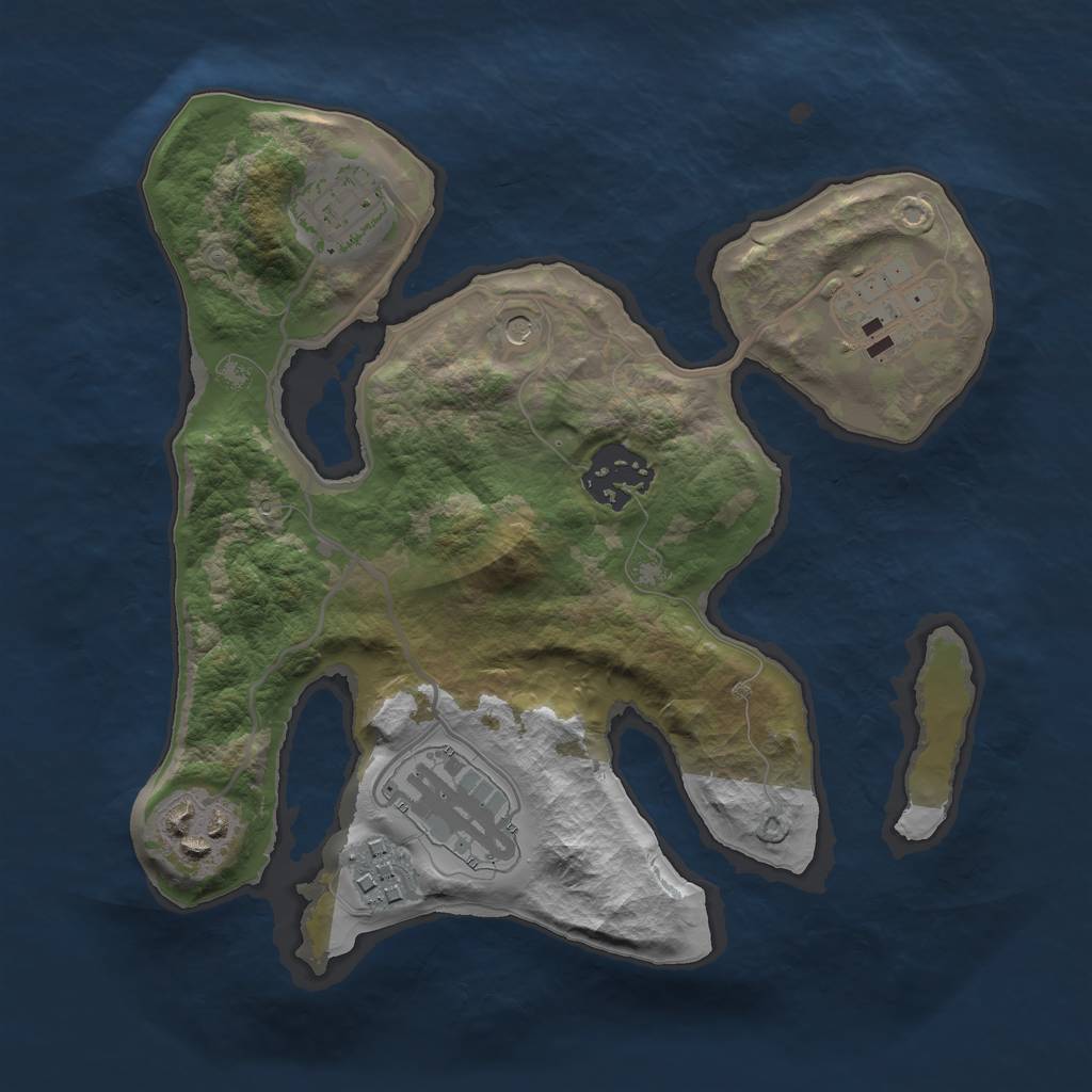 Rust Map: Barren, Size: 2500, Seed: 50, 9 Monuments