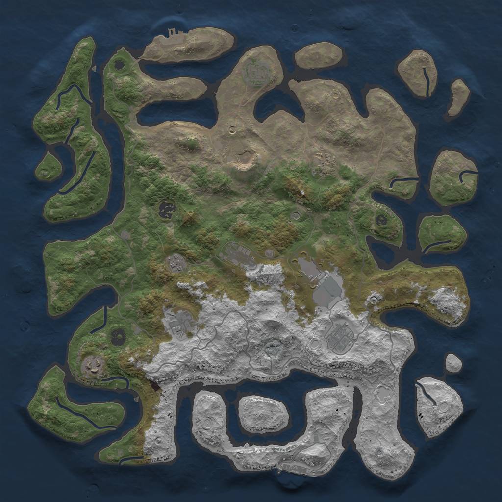 Rust Map: Procedural Map, Size: 4500, Seed: 1272897107, 18 Monuments