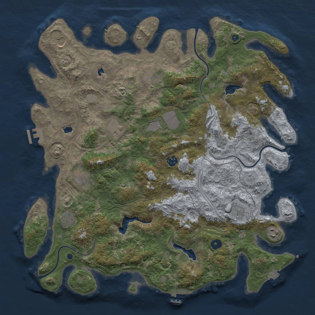 Rust Map: Procedural Map, Size: 4500, Seed: 841680303, 16 Monuments