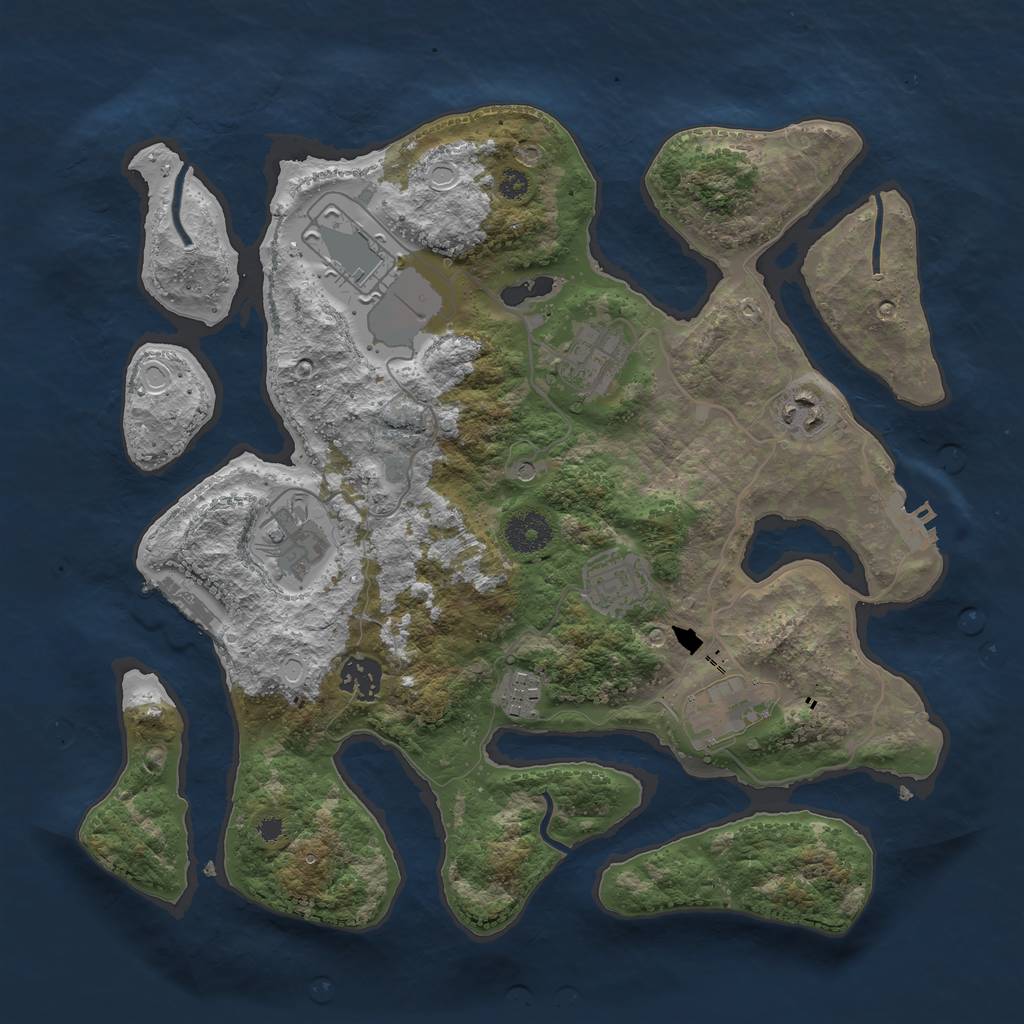 Rust Map: Procedural Map, Size: 3500, Seed: 12309, 16 Monuments