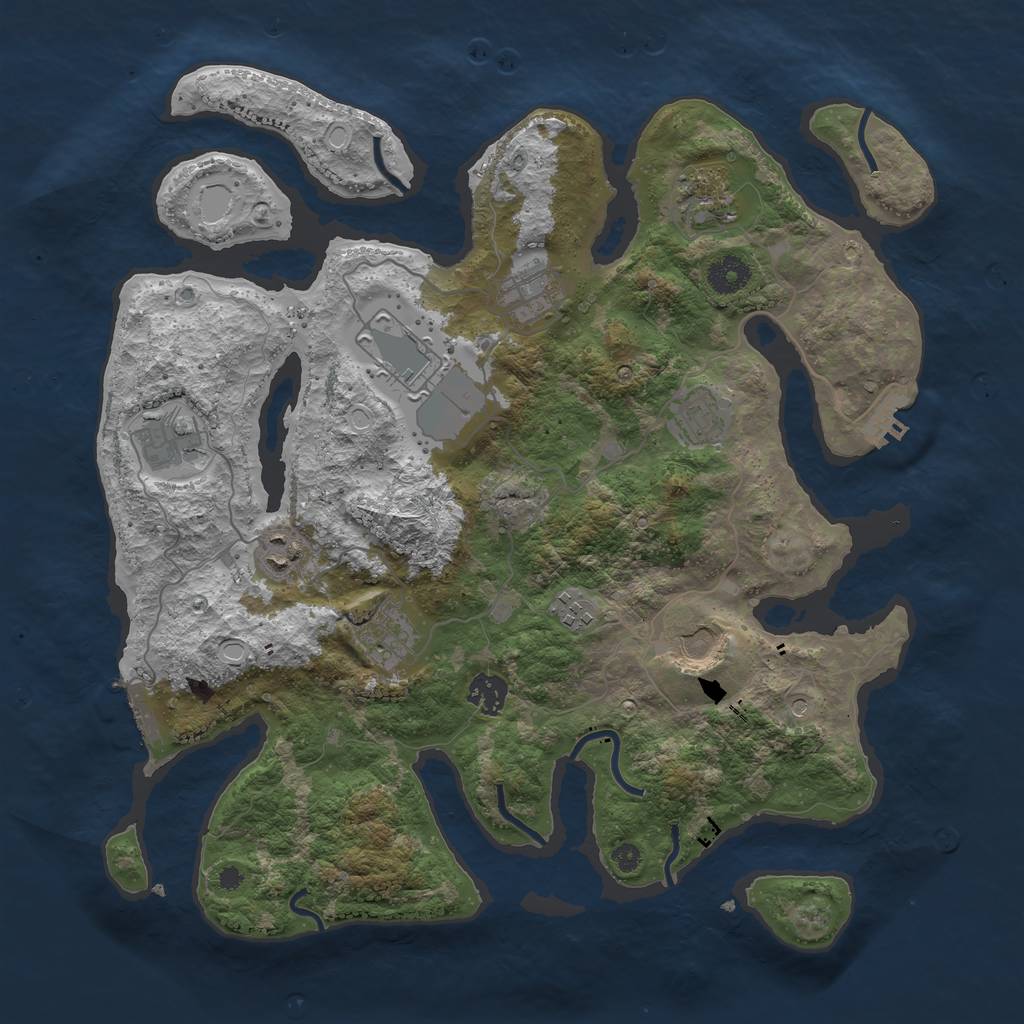 Rust Map: Procedural Map, Size: 3800, Seed: 1976574907, 18 Monuments
