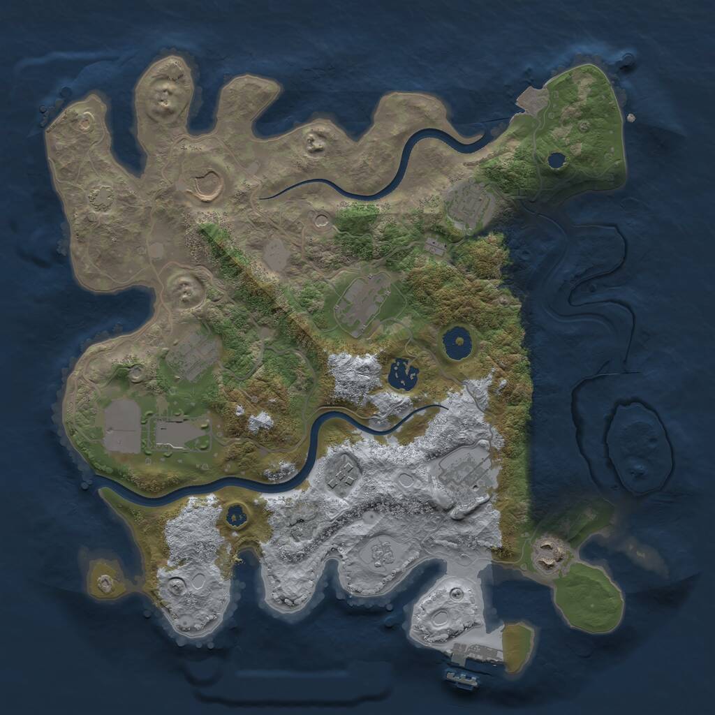 Rust Map: Procedural Map, Size: 3500, Seed: 688719983, 14 Monuments