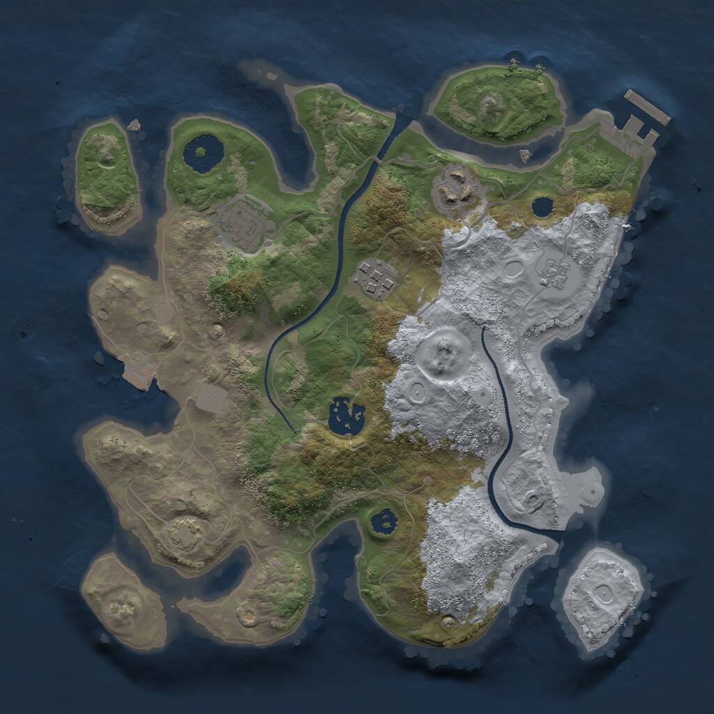 Rust Map: Procedural Map, Size: 2800, Seed: 67615, 8 Monuments