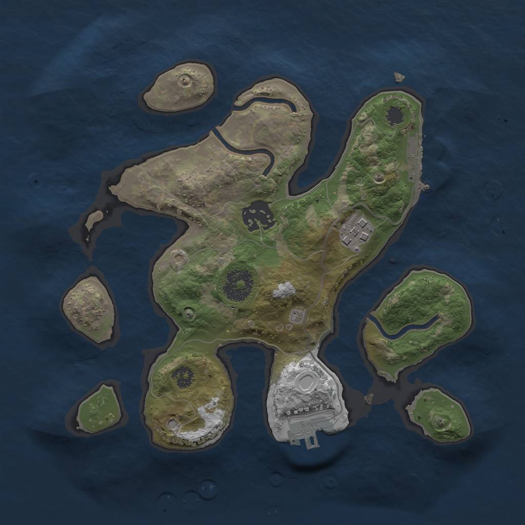 Rust Map: Procedural Map, Size: 2500, Seed: 7612, 9 Monuments