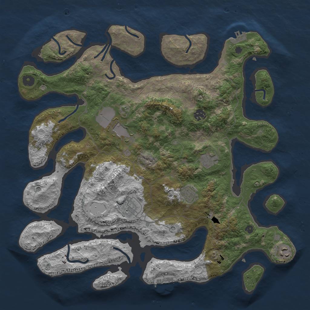 Rust Map: Procedural Map, Size: 4000, Seed: 400012, 14 Monuments