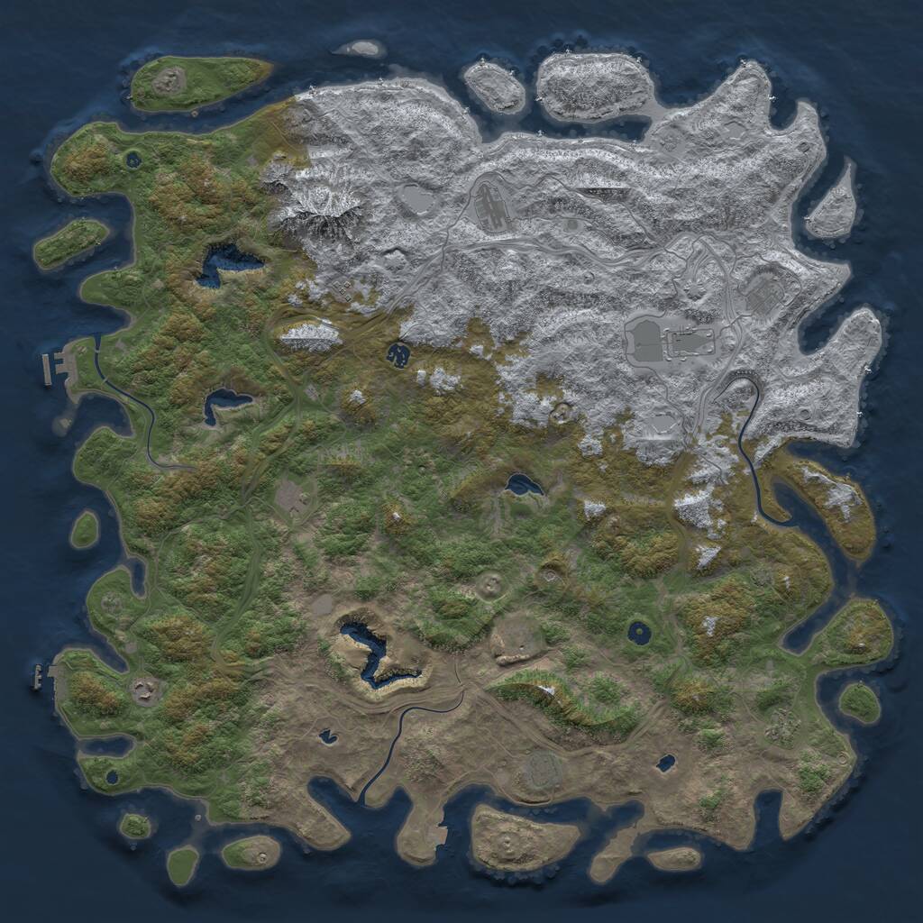 Rust Map: Procedural Map, Size: 6000, Seed: 1357, 16 Monuments