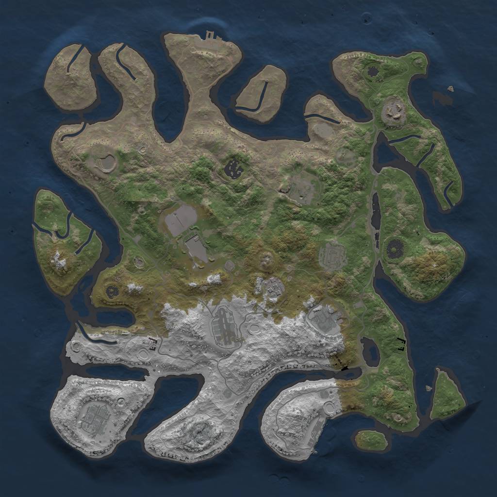 Rust Map: Procedural Map, Size: 4000, Seed: 635120, 17 Monuments