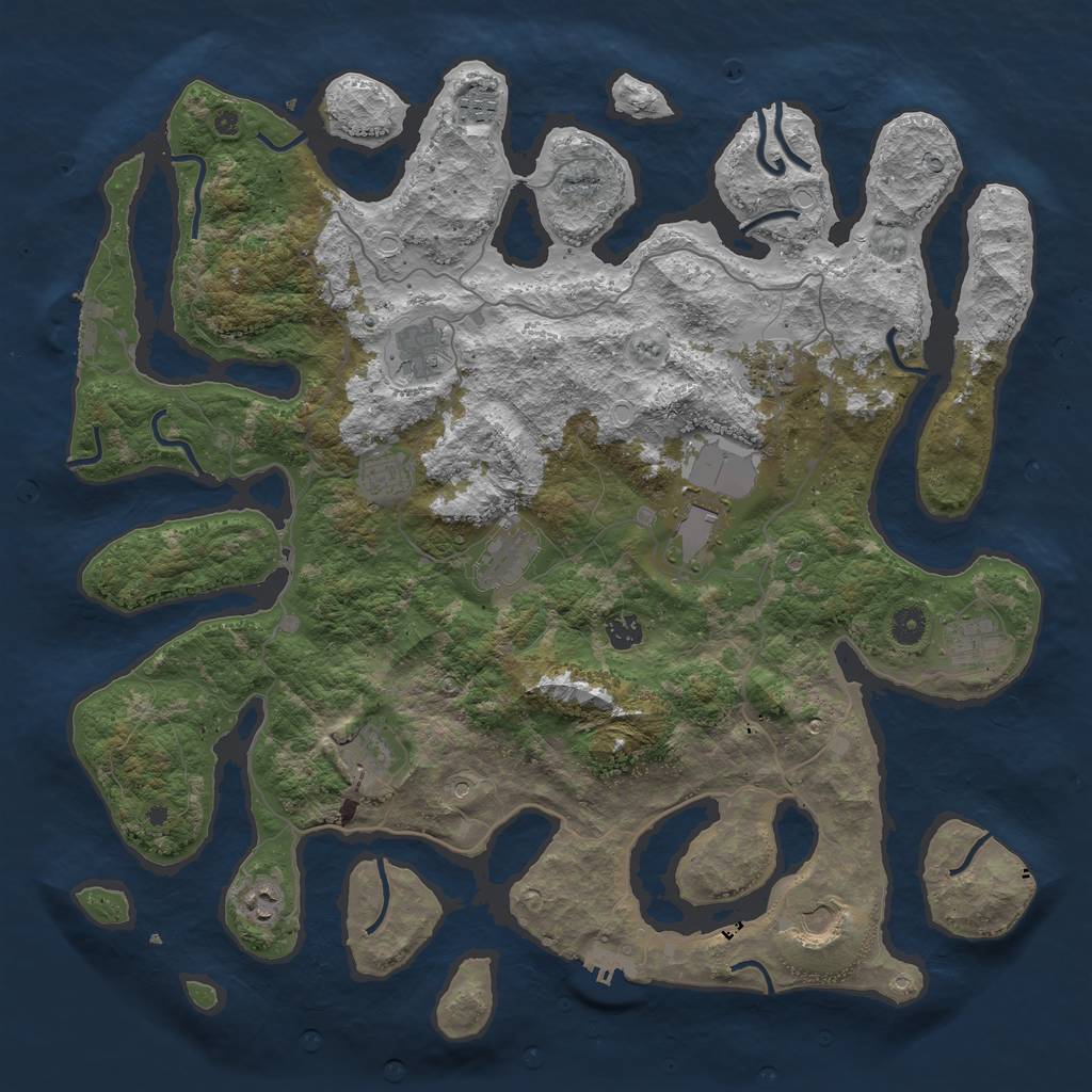 Rust Map: Procedural Map, Size: 4500, Seed: 1732180482, 19 Monuments