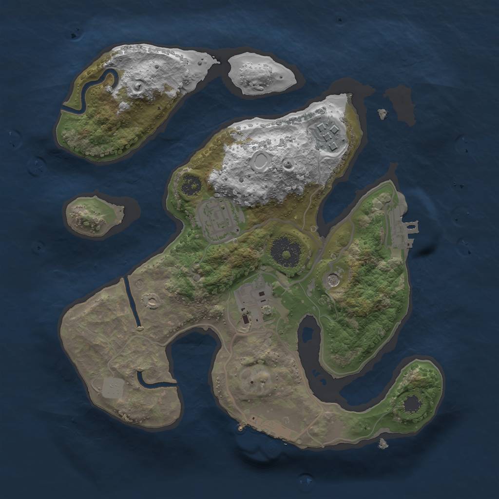 Rust Map: Procedural Map, Size: 2500, Seed: 2071538797, 11 Monuments