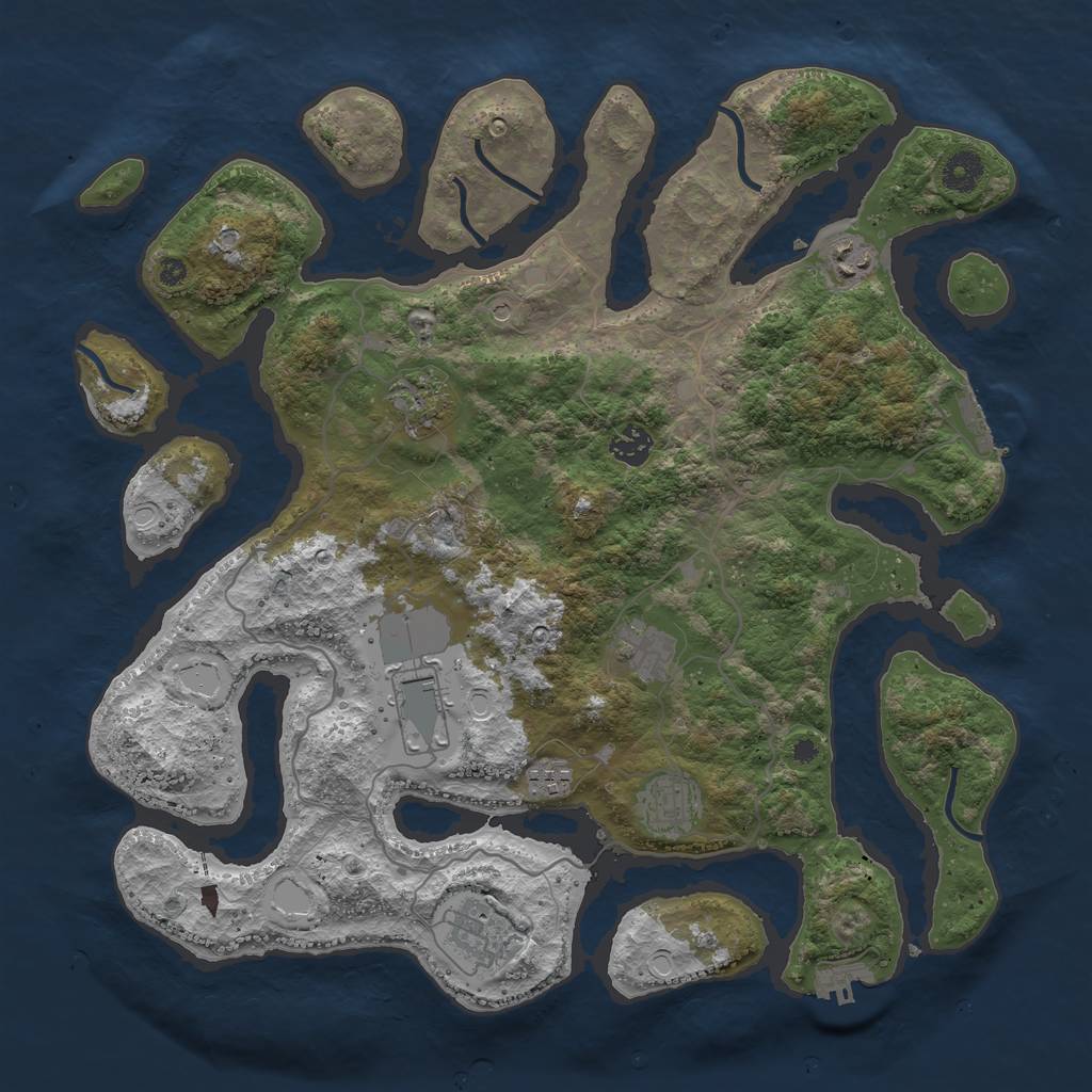 Rust Map: Procedural Map, Size: 4000, Seed: 228833747, 16 Monuments