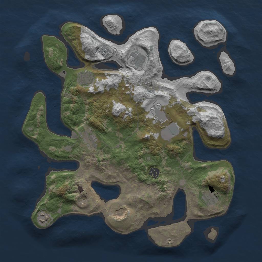 Rust Map: Barren, Size: 3700, Seed: 207996660, 12 Monuments