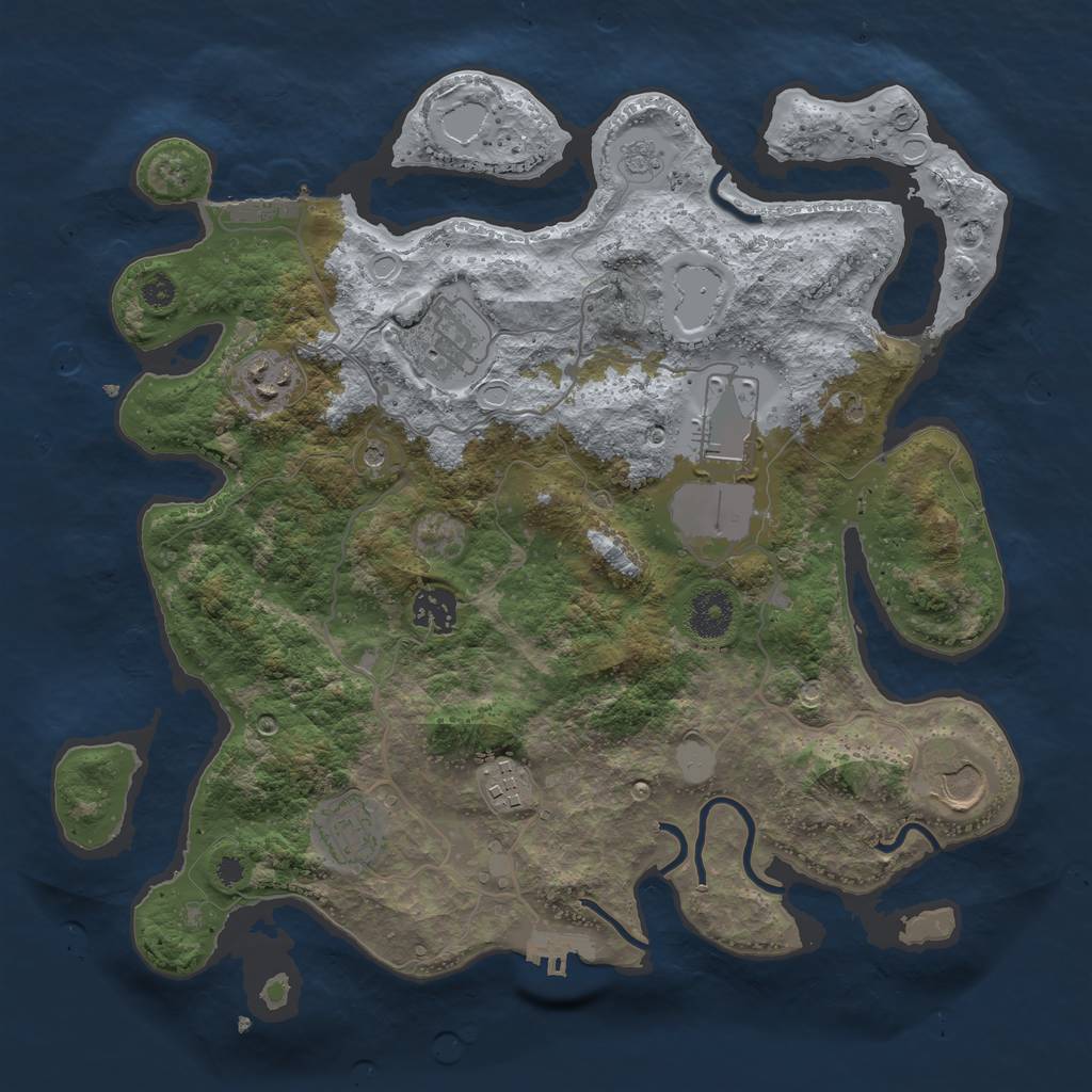 Rust Map: Procedural Map, Size: 3500, Seed: 546625953, 14 Monuments