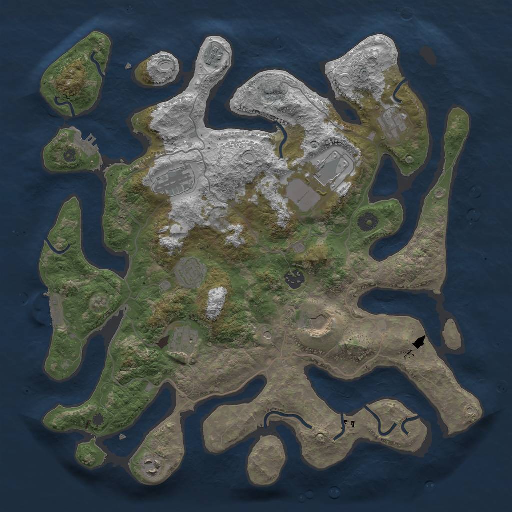 Rust Map: Procedural Map, Size: 4000, Seed: 1489761258, 17 Monuments