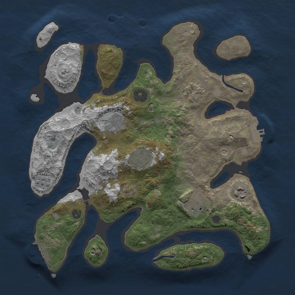 Rust Map: Procedural Map, Size: 3200, Seed: 713921, 14 Monuments