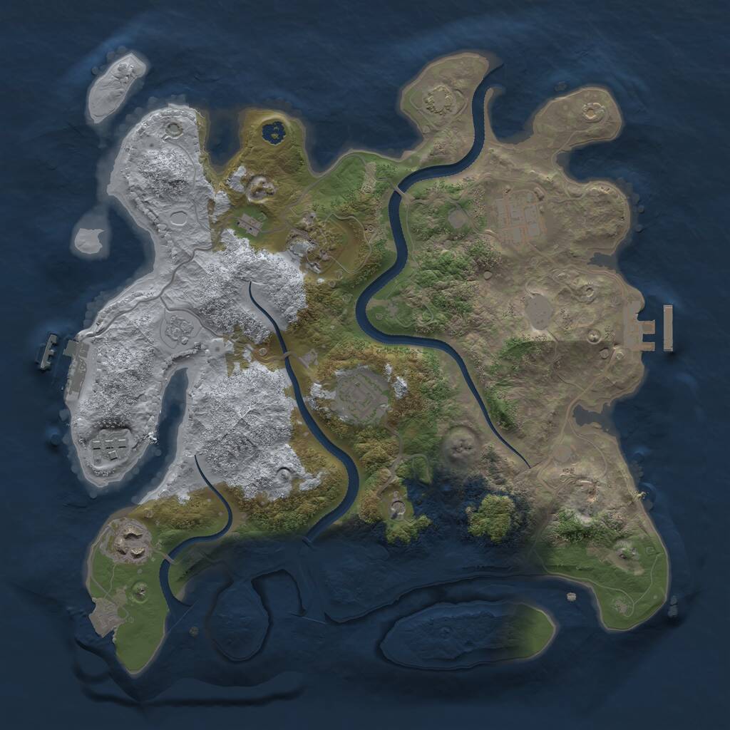 Rust Map: Procedural Map, Size: 3200, Seed: 713921, 11 Monuments