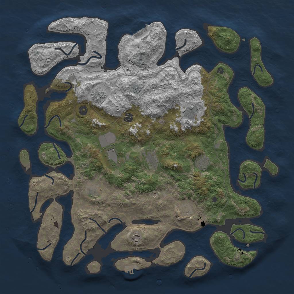 Rust Map: Procedural Map, Size: 4600, Seed: 613452649, 18 Monuments