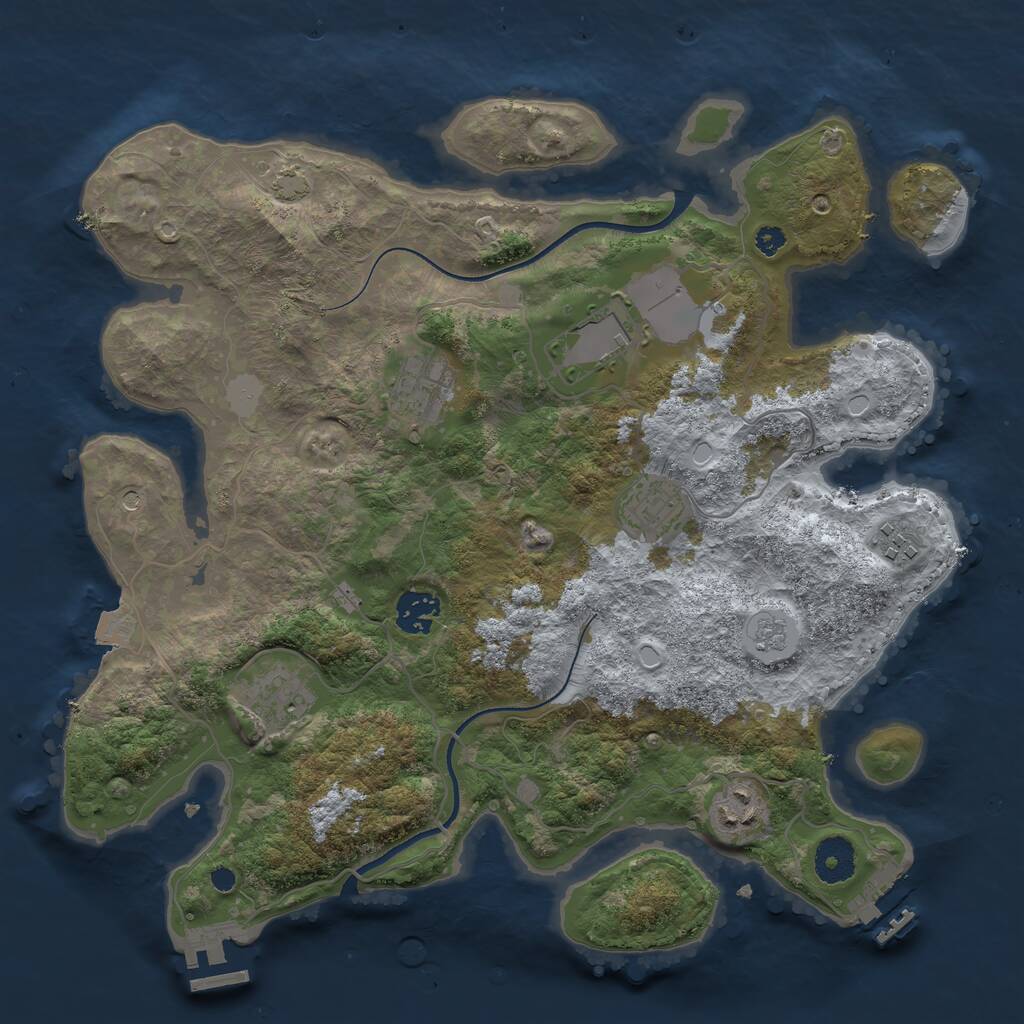 Rust Map: Procedural Map, Size: 3500, Seed: 906720, 13 Monuments