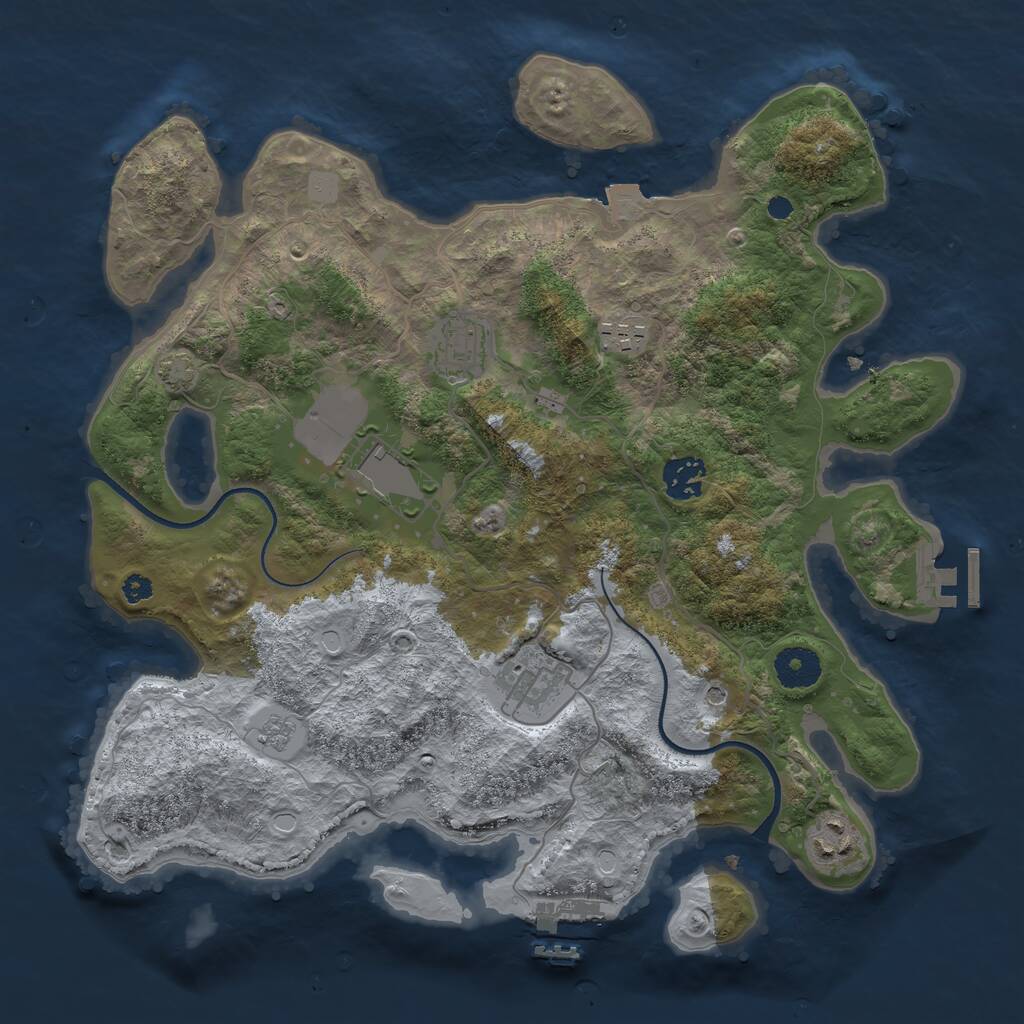 Rust Map: Procedural Map, Size: 3500, Seed: 861351, 12 Monuments