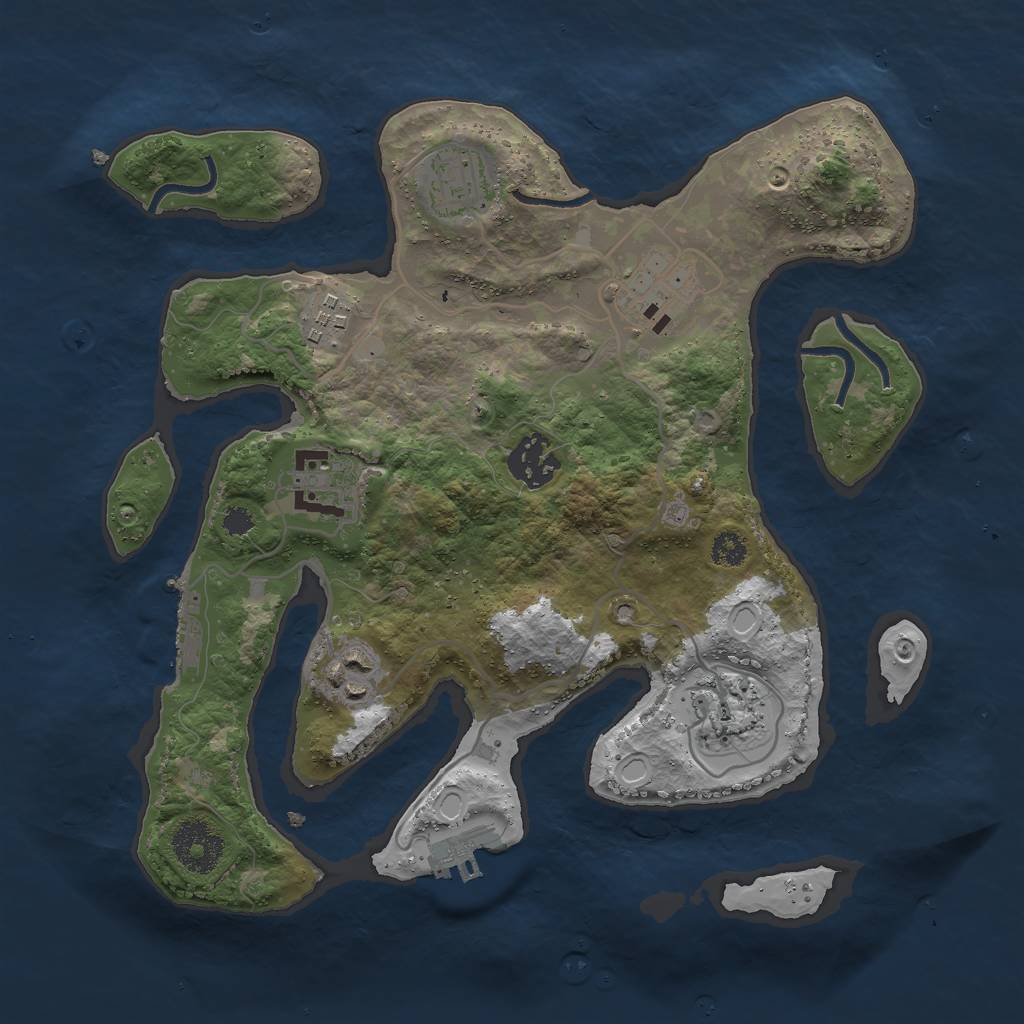 Rust Map: Procedural Map, Size: 3000, Seed: 1060208777, 14 Monuments